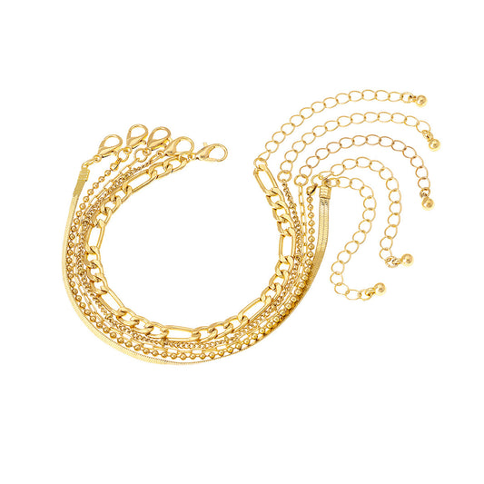 Stylish Minimalist Metal Snake Chain Bracelet Set for Women