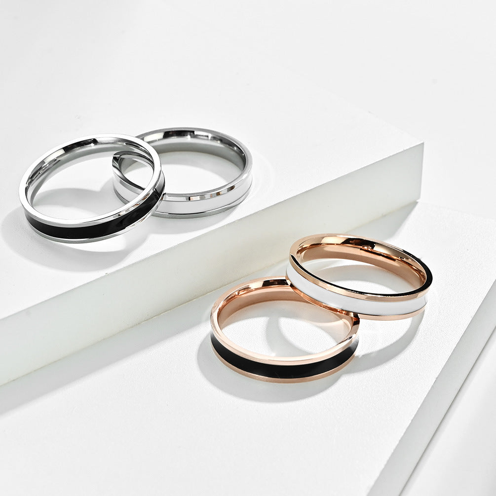 Simple Black and White Glue Neutral Ring Jewelry for Men