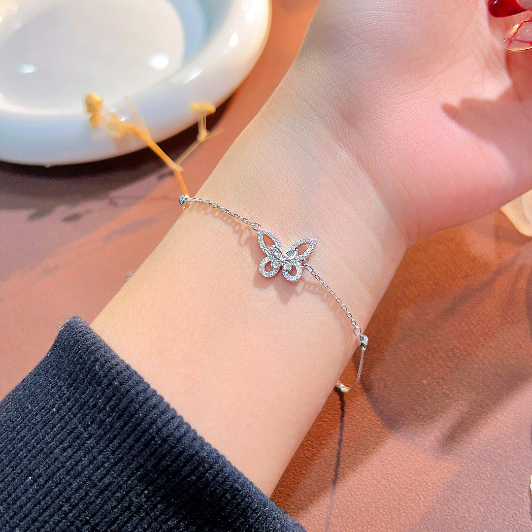 Planderful Everyday Genie S925 Silver Hollow Butterfly Bracelet – Versatile Light Luxury Jewelry Gift
