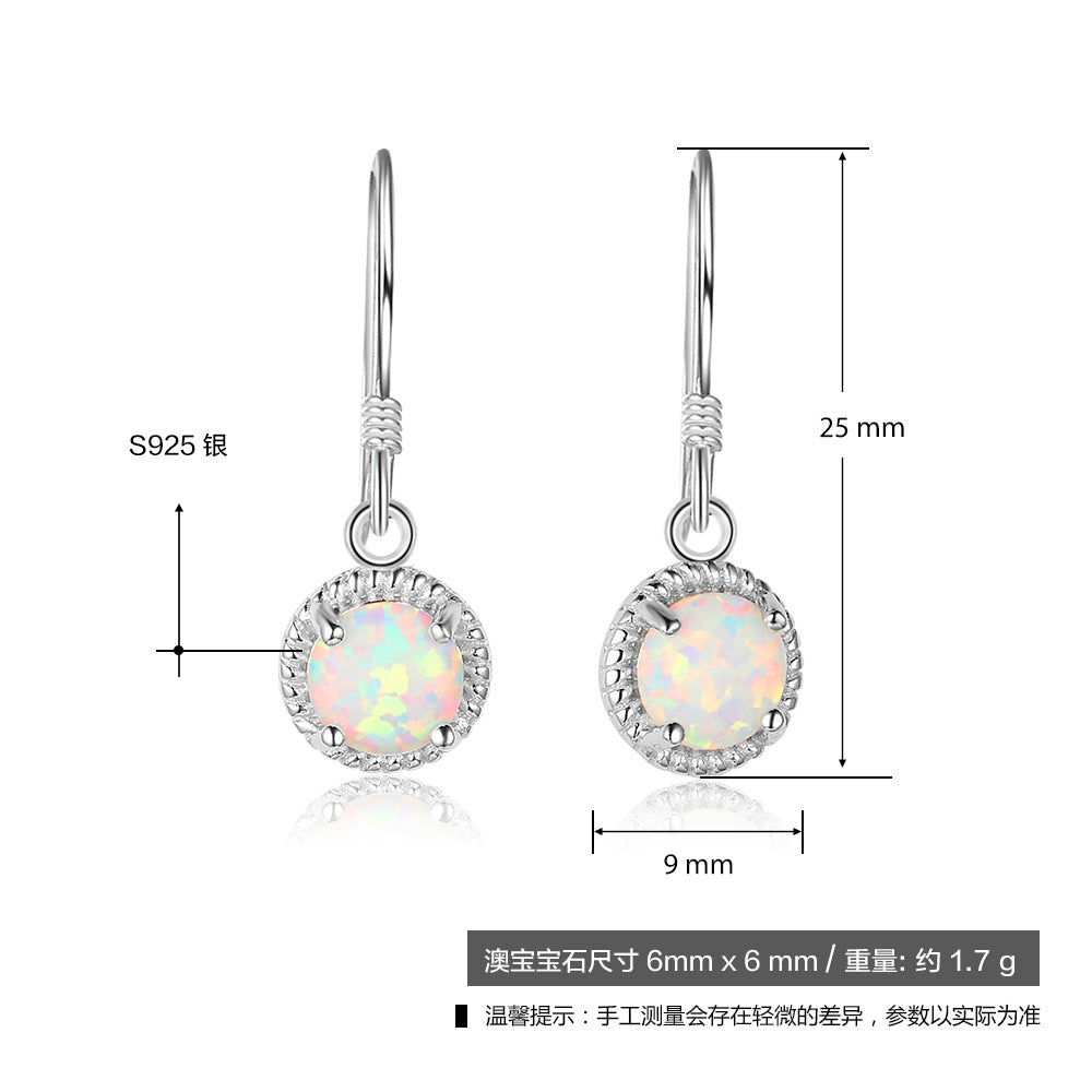 Planderful Jewelry Opal Drop Earrings Sterling Silver Twist Design For Everyday Luxury