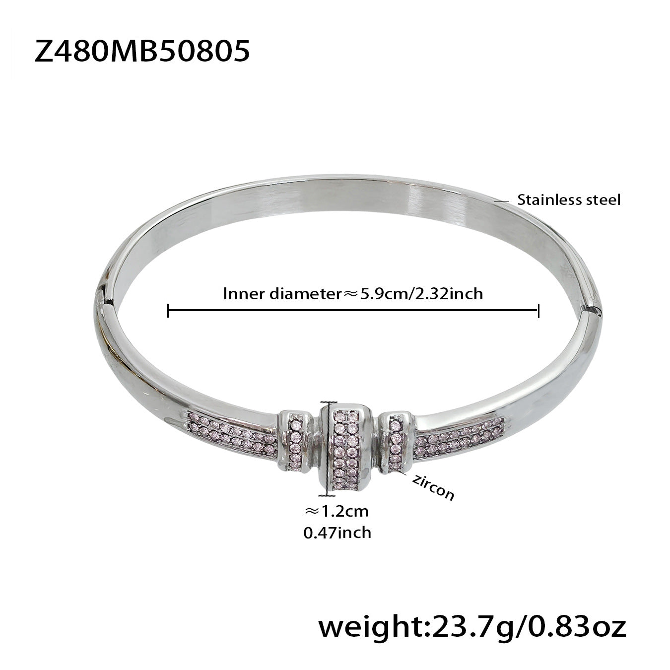 Planderful Zircon Bamboo Stainless Steel Bracelet Women