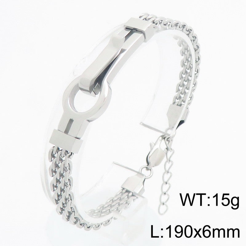 Adjustable Extension Chain – Rock Bottle Opener Shape Bent Mesh Chain Stainless Steel Bracelet