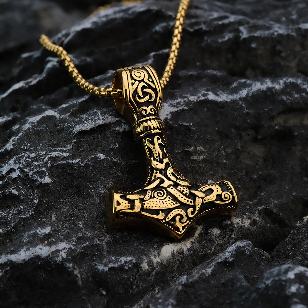 Nordic Viking Stainless Men's Pendant Double-Sided Quake Necklace