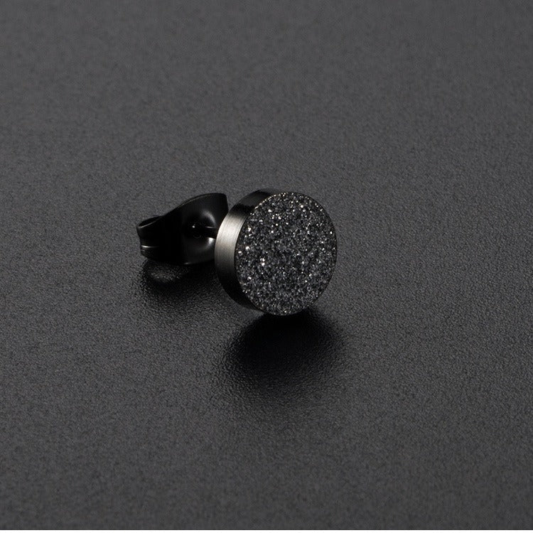 Titanium Steel Matte Stud Earrings for Men, Hipster Earclips