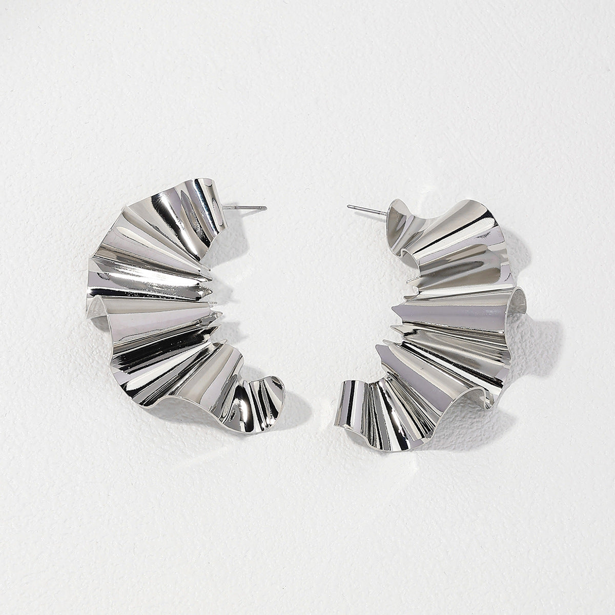 Wrinkle Textured Metal Earrings - Stylish Jewelry for Women