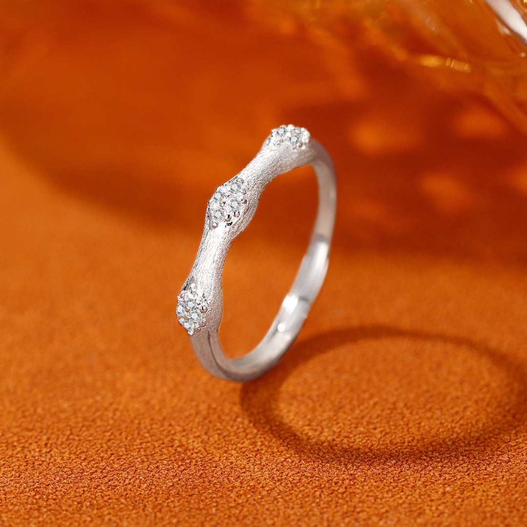 Bamboo Inlaid S925 Sterling Silver Women's Ring