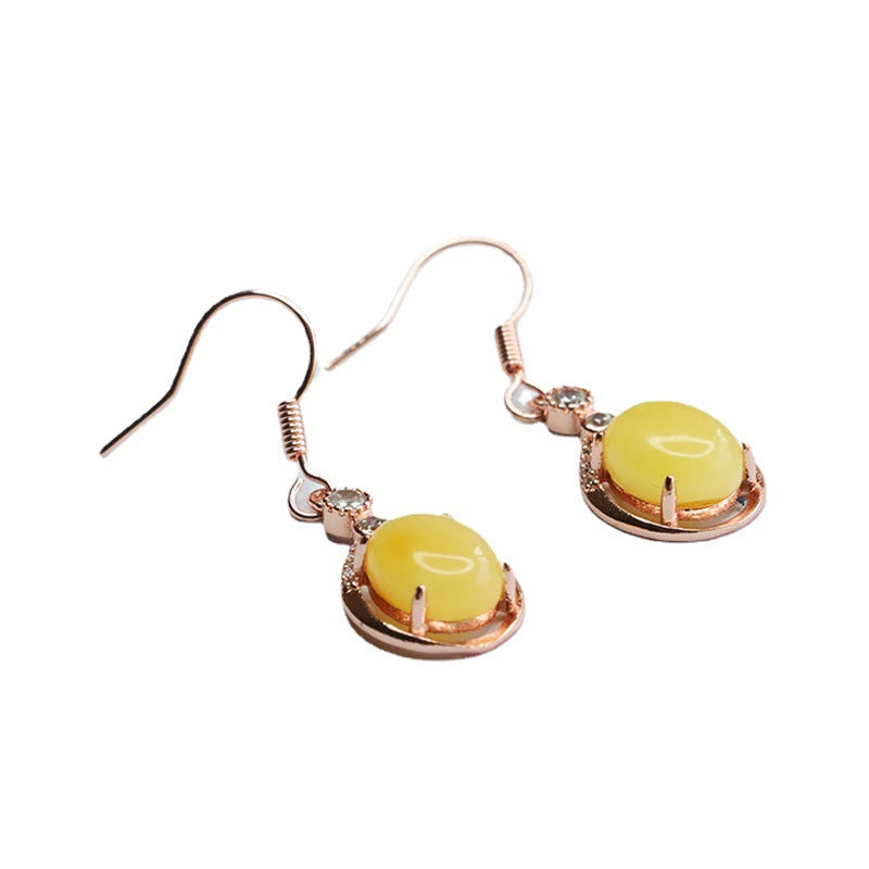 Beeswax Amber Teardrop Earrings