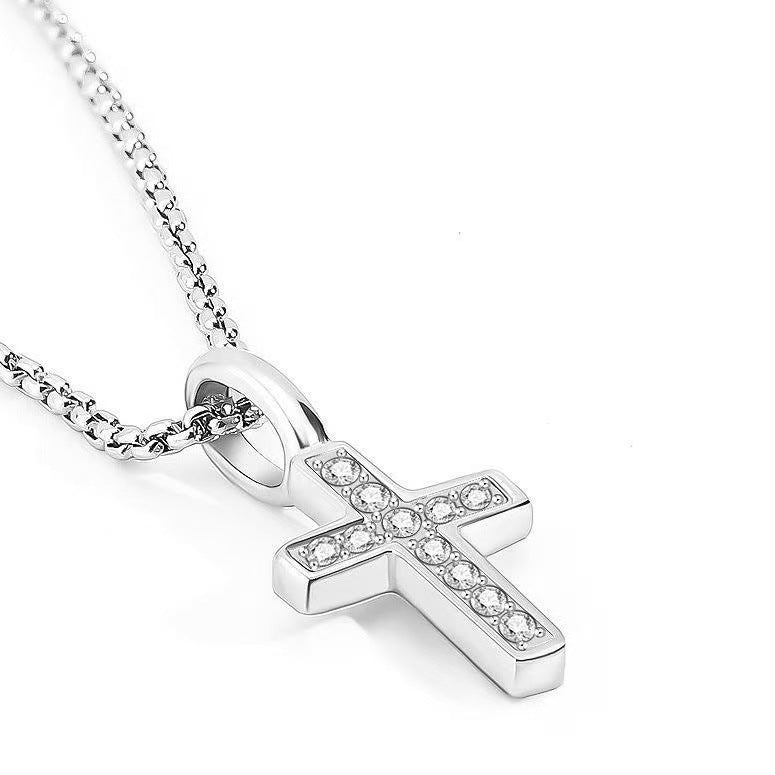 Planderful Jewelry Zircon Cross Necklace Stainless Steel Necklace Elegant Everyday Jewelry