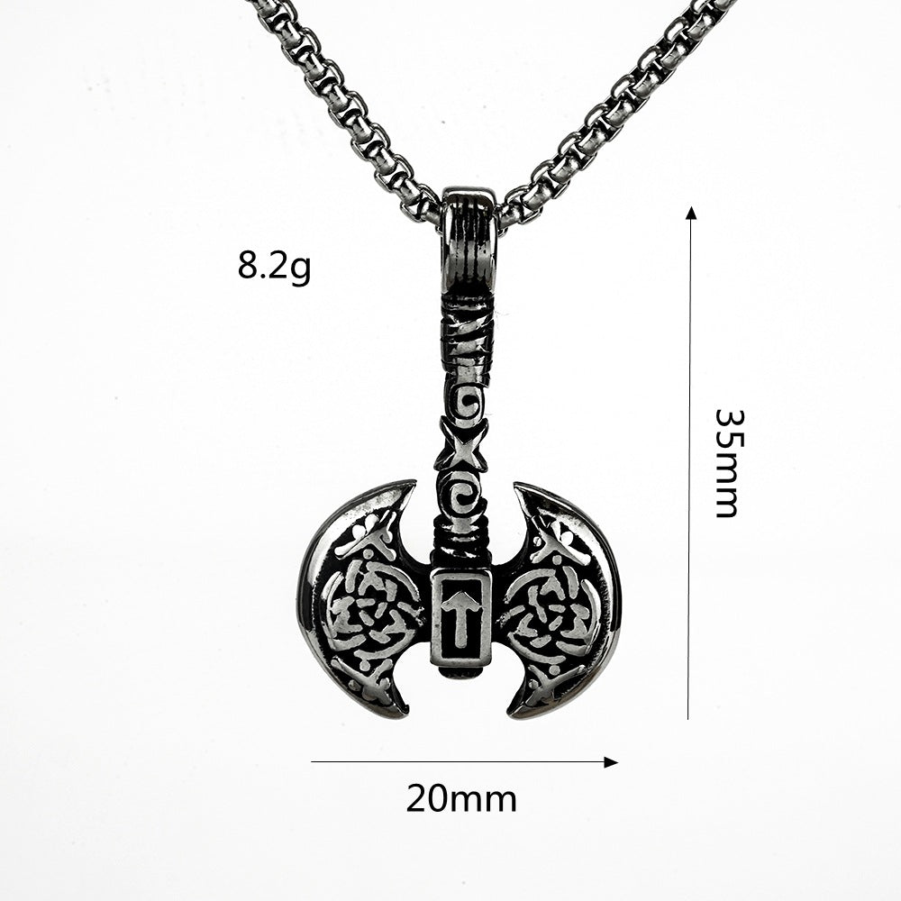 Planderful Viking Axe Necklace Amulet For Men Retro Durable Titanium Steel Pendant Norse Legacy