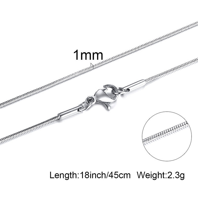 3MM Wide Stainless Steel Round Snake Chain Necklace