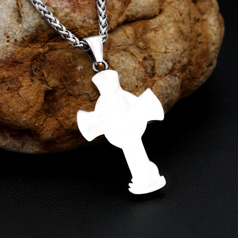 St. Michael Cross Stainless Steel Men's Pendant Necklace