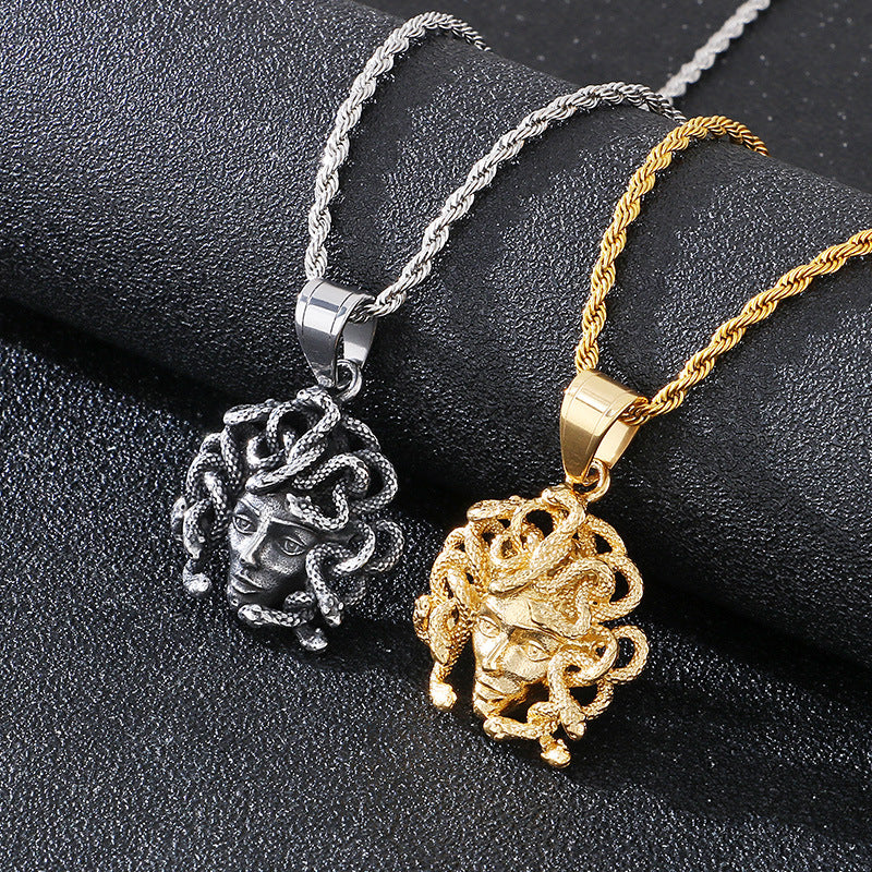 Planderful Snake Woman Pendant for Men Stainless Steel