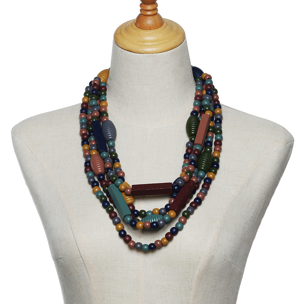 Amazon Handmade Wooden Necklaces with Ethnic Style and Natural Gem Accents