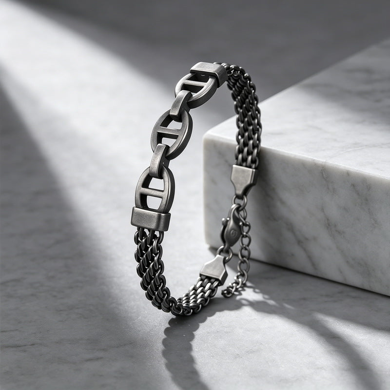 Mesh Chain – Pig Nose Curved Bar Stainless Steel Men's Strap Chain Bracelet