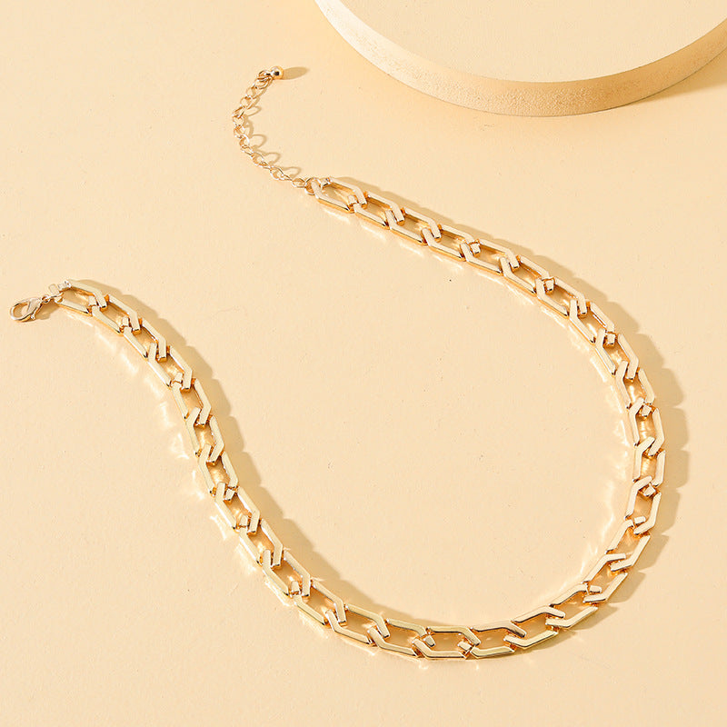 Chunky Cuban Link Necklace - Vintage Punk Sweater Chain - Minimalist Single Strand Choker