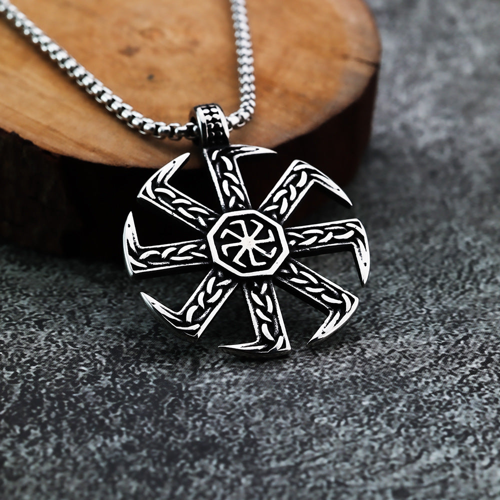 WISH New Viking Slavic Rune Logo Stainless Steel Amulet Necklace