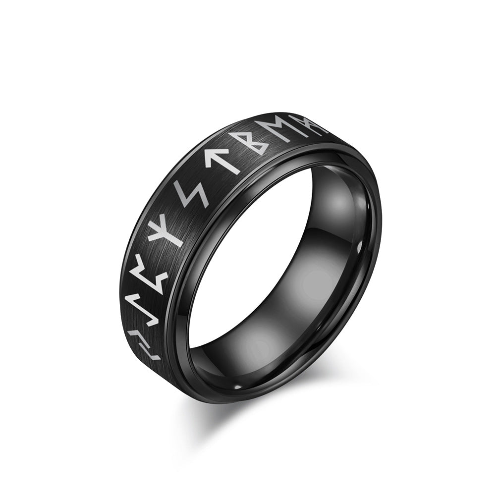 Nordic Viking Character Tungsten Steel Ring for Men