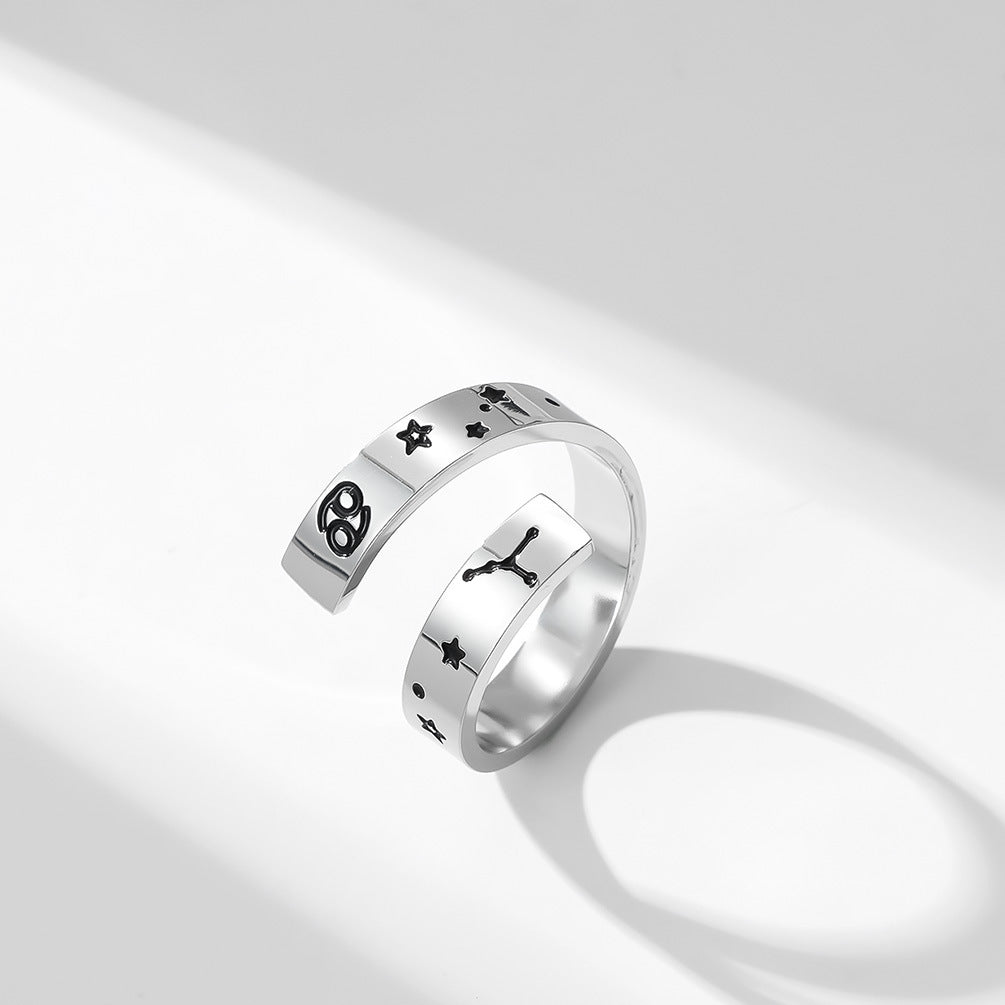 Neutral Cold Wind Twelve Constellations Adjustable Ring