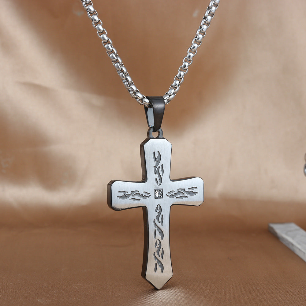 European And American Stainless Steel Cross Pendant Necklace