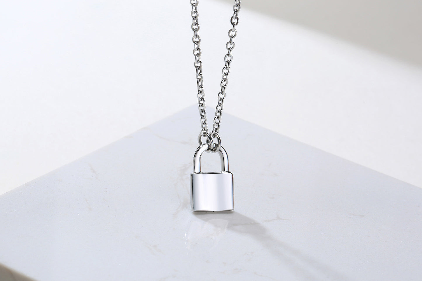 Cross-Border Accessories Stainless Steel Lock Head Pendant Necklace