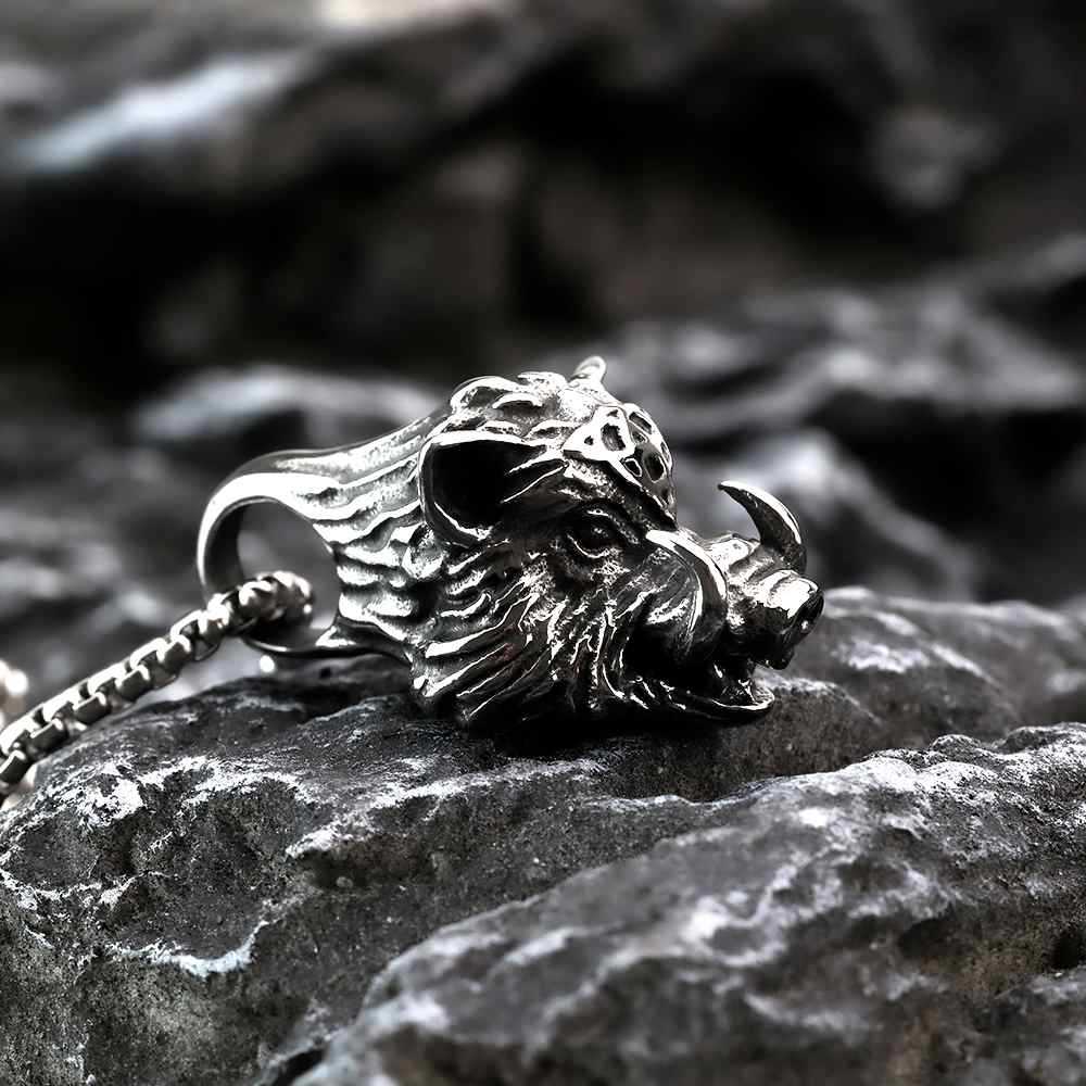 Punk Boar Stainless Steel Pendant Necklace