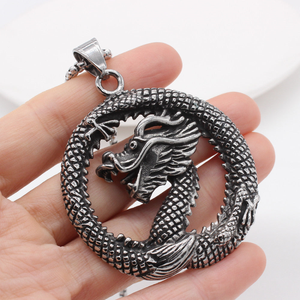 Personalized Retro Chinese Dragon Titanium Steel Pendant for Men - Wholesale European and American Jewelry