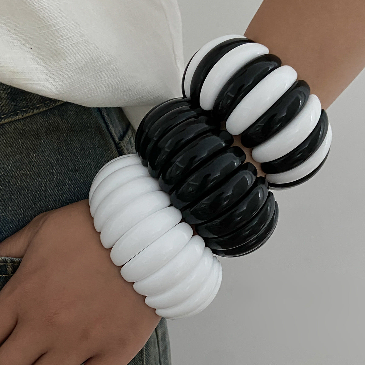 Planderful Vienna Verve Personalized Color Matching Bracelet For Women Elastic Wide Statement Jewelry