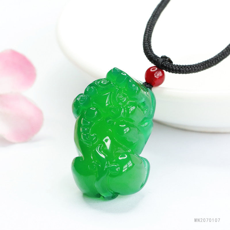 Green Chalcedony Pixiu Pendant