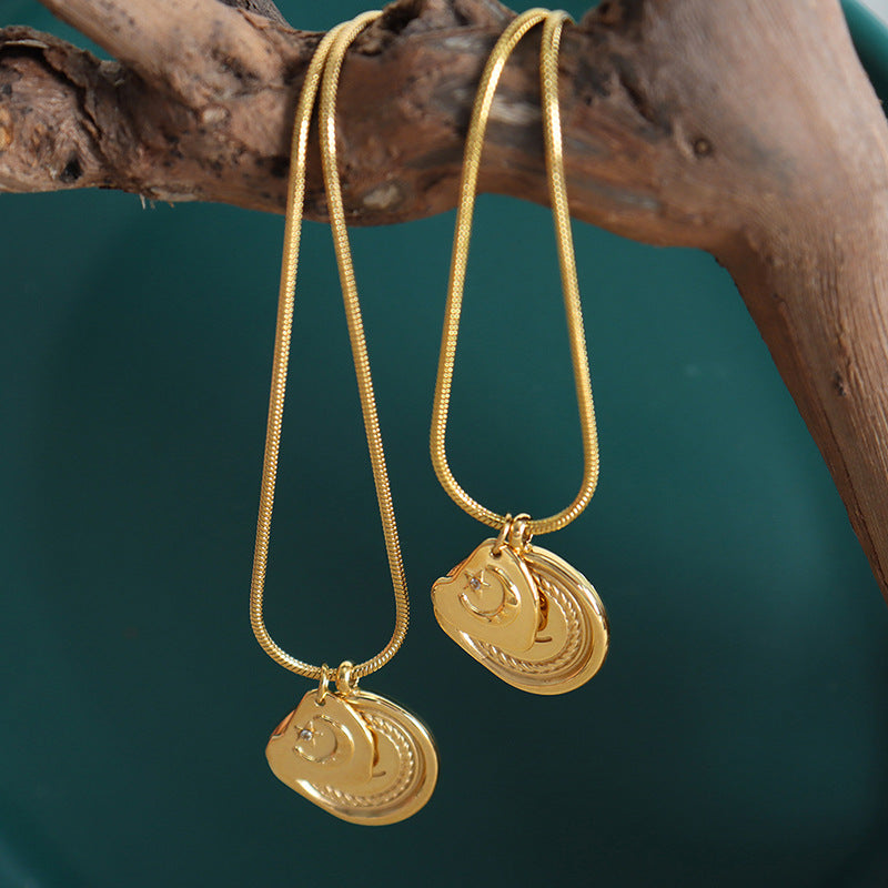 Asymmetric Titanium Gold-Plated Necklace for Women with Unique Engraving