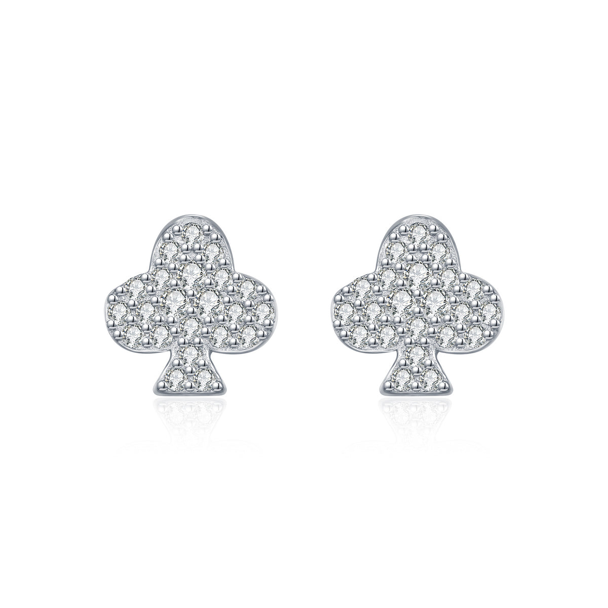 925 Sterling Silver Playing Card Floral Moissanite Stud Earrings