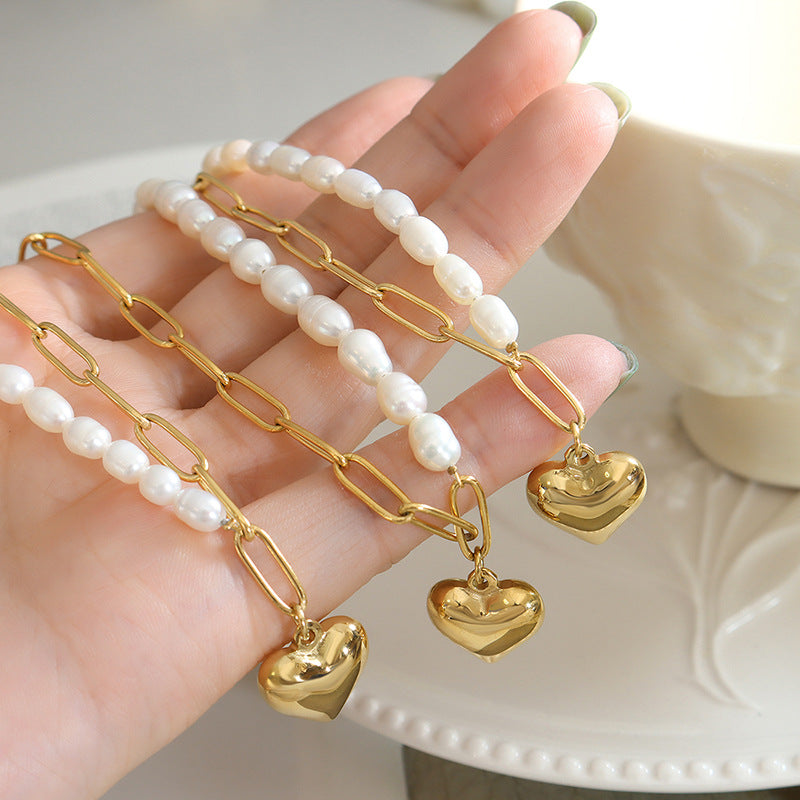 Heavenly Heart Pearl Necklace with Baroque Design
