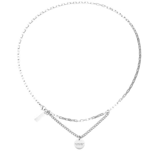 Planderful Jewelry Everyday Genie Men's Steel Necklace With Water Ripple Pendant Hip Hop Style