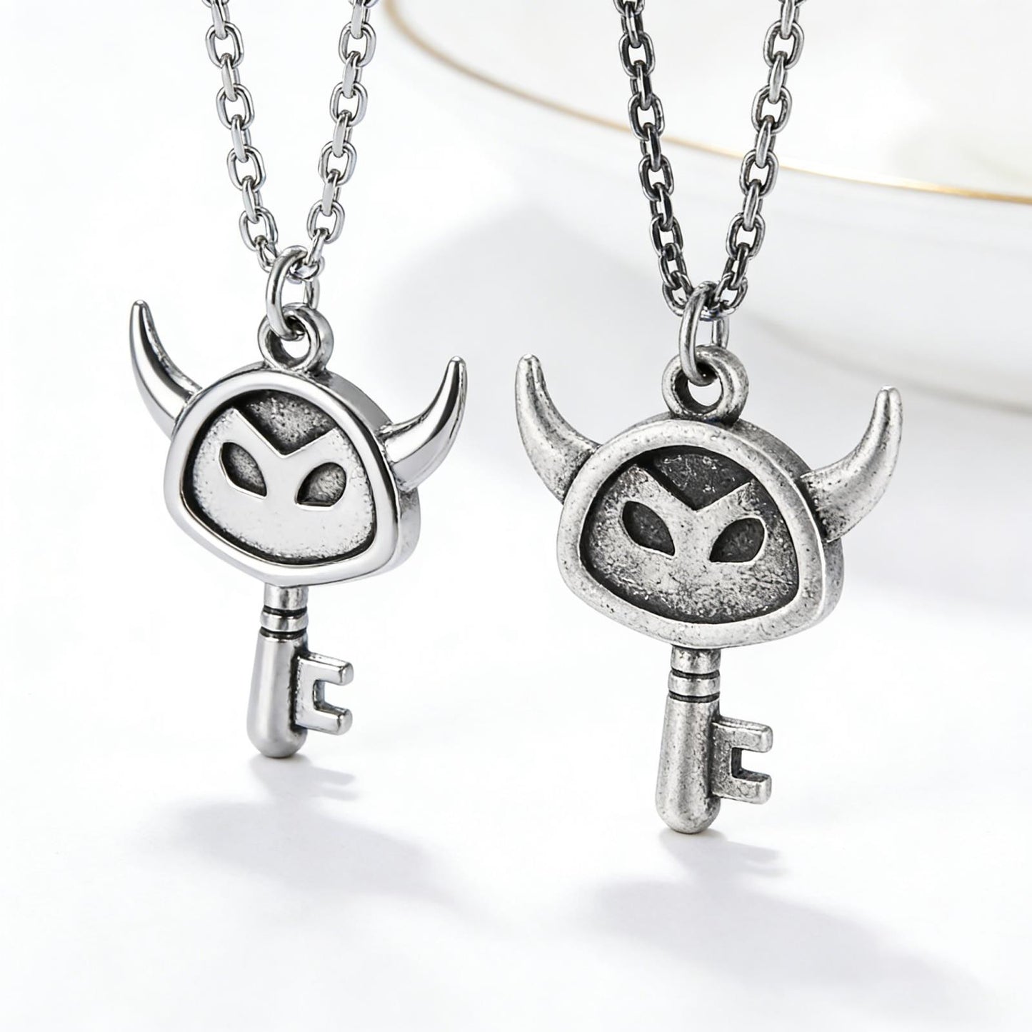 Planderful Little Devil Key Necklace Stainless Steel Durable Pendant For Edgy Retro Fashion Lovers