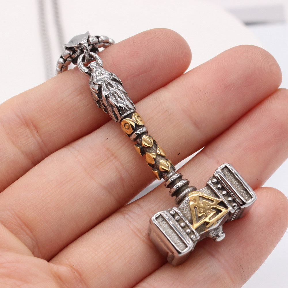 Planderful Thor's Hammer Pendant Titanium Steel Unisex Durable Protection Amulet For Men