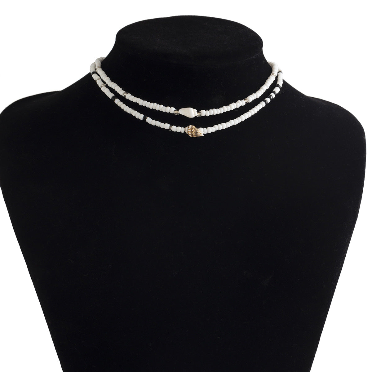 Planderful Vienna Verve Geometric Collarbone Necklace Personal Color Mixing Beaded Conch Set For Women