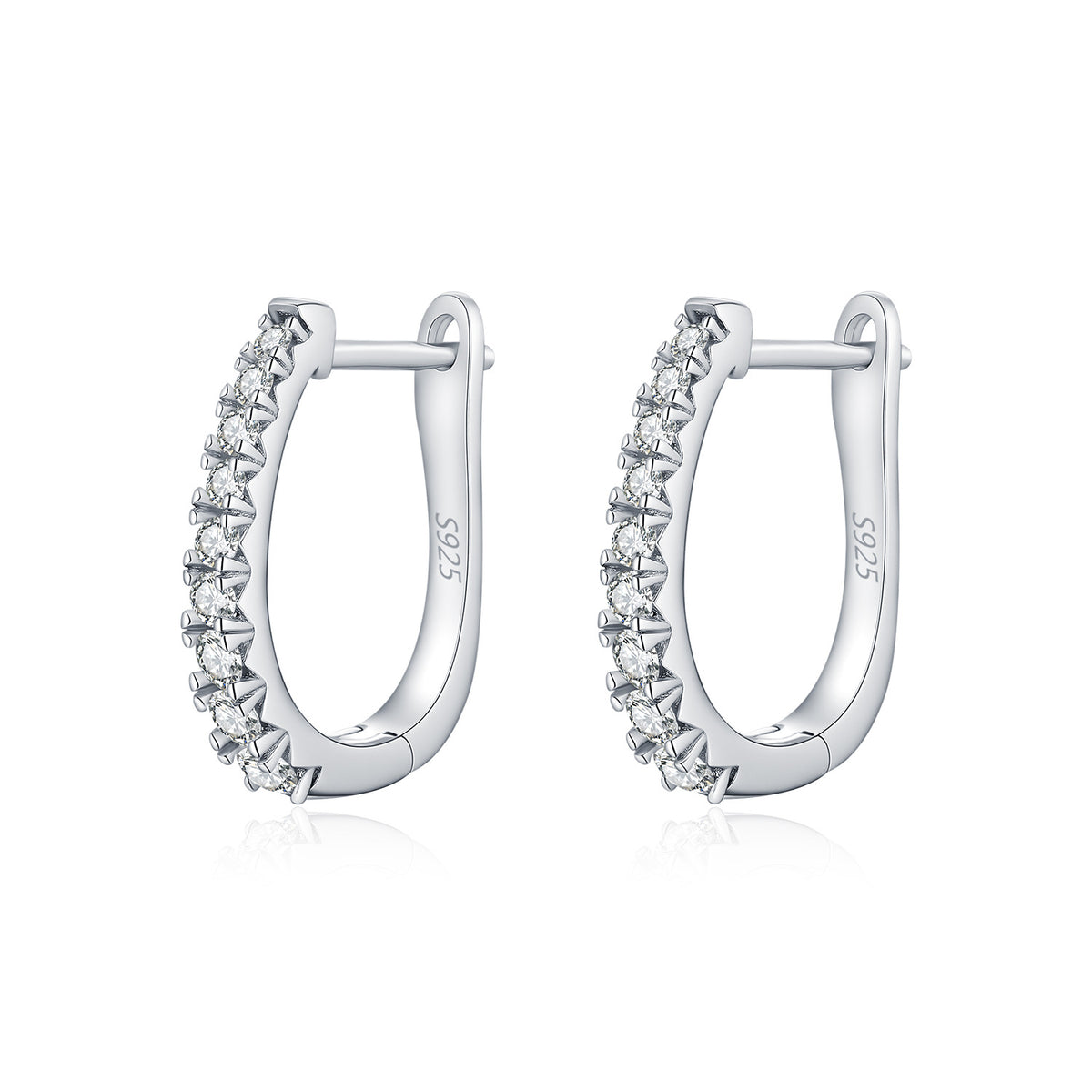 925 Sterling Silver Classic Moissanite Huggie Hoops