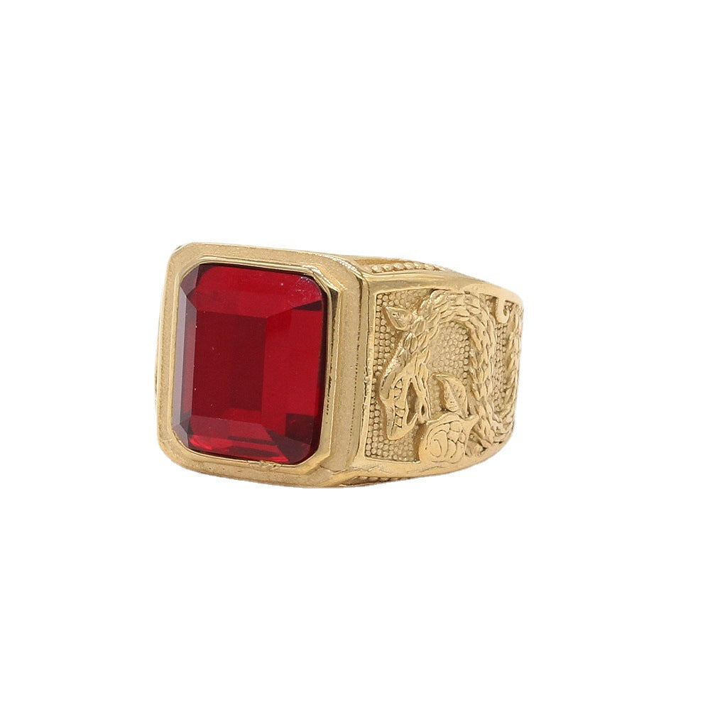 Titanium Steel Ring With Zircon Double Snake Unisex Retro Statement By Planderful Everyday Genie