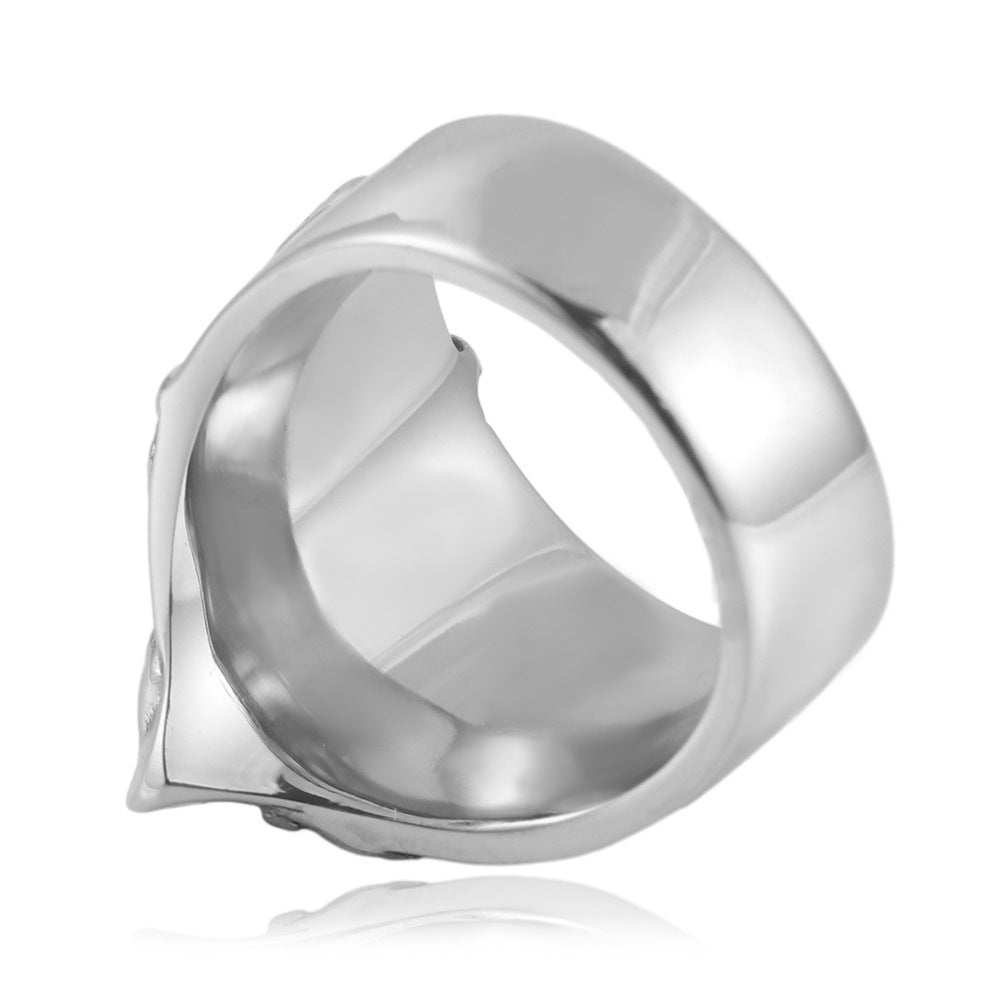 Trendy Retro Titanium Steel Freemason Eye Ring for Men - European and American Style