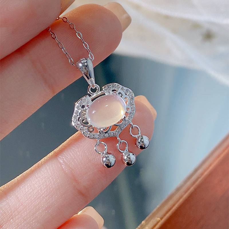 S925 Sterling Silver Auspicious Cloud Ruyi Necklace for Women