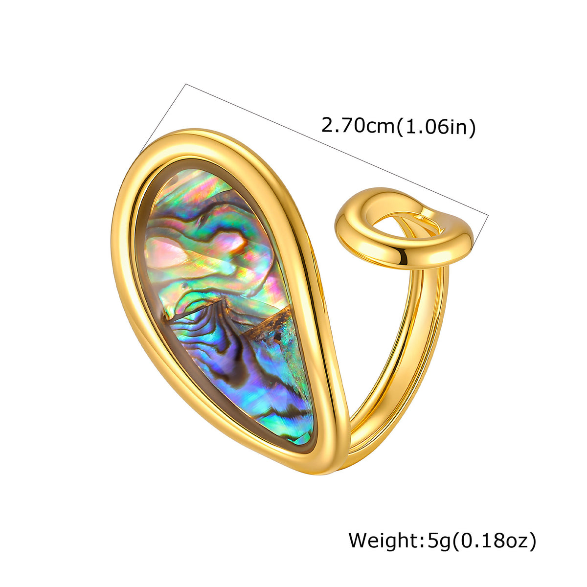 Hot-Selling Special-Shaped White Shell Stainless Steel Ring Design Leaf Opening