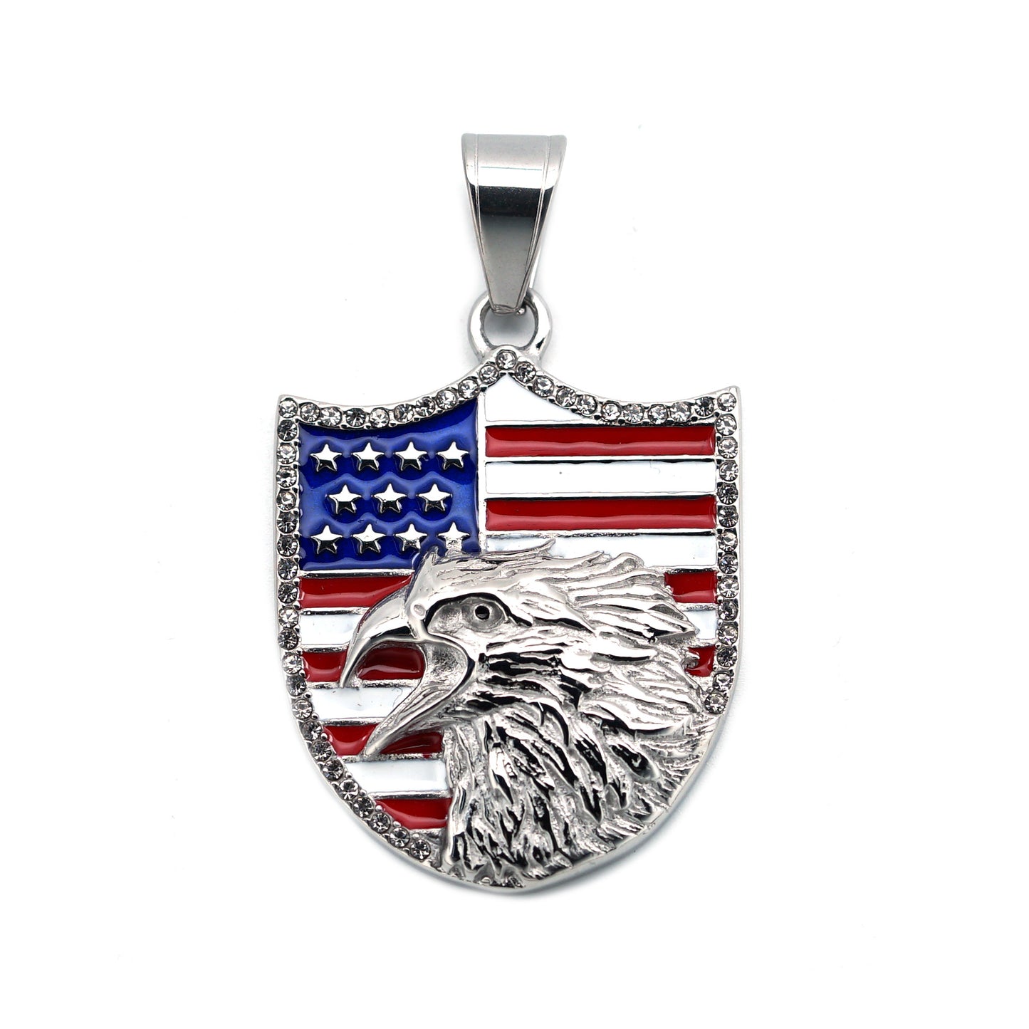 Planderful American Independence Day Commemorative Necklace Titanium Eagle Shield Pendant For Unisex Patriots