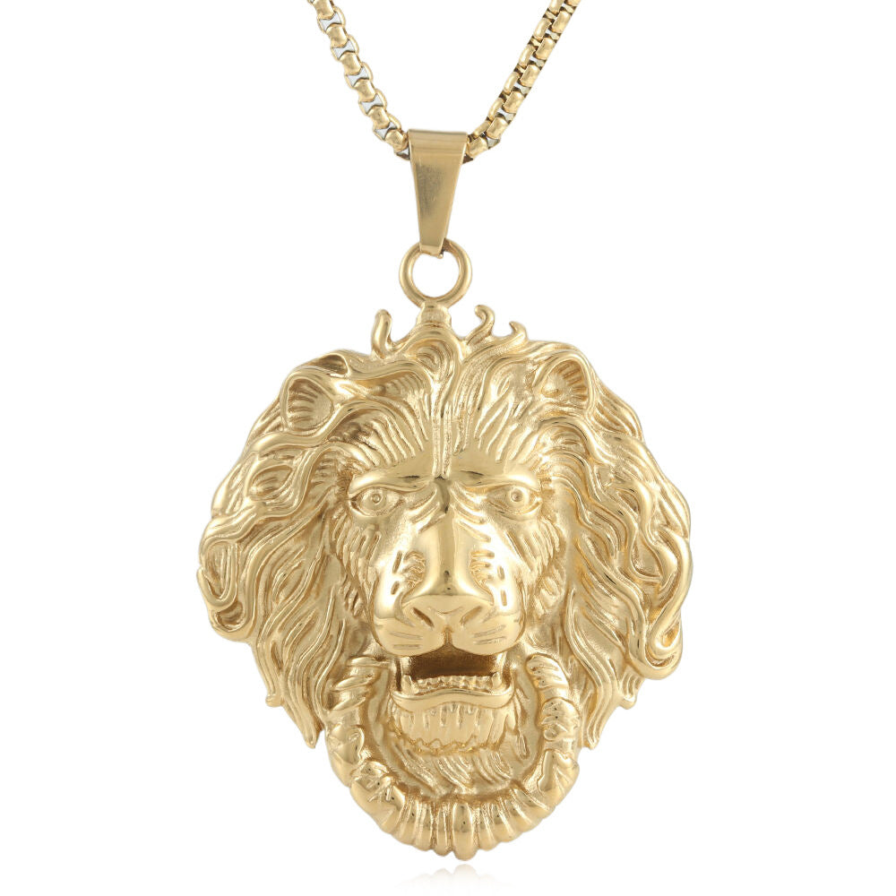 European And American Stainless Steel Lion Pendant Necklace