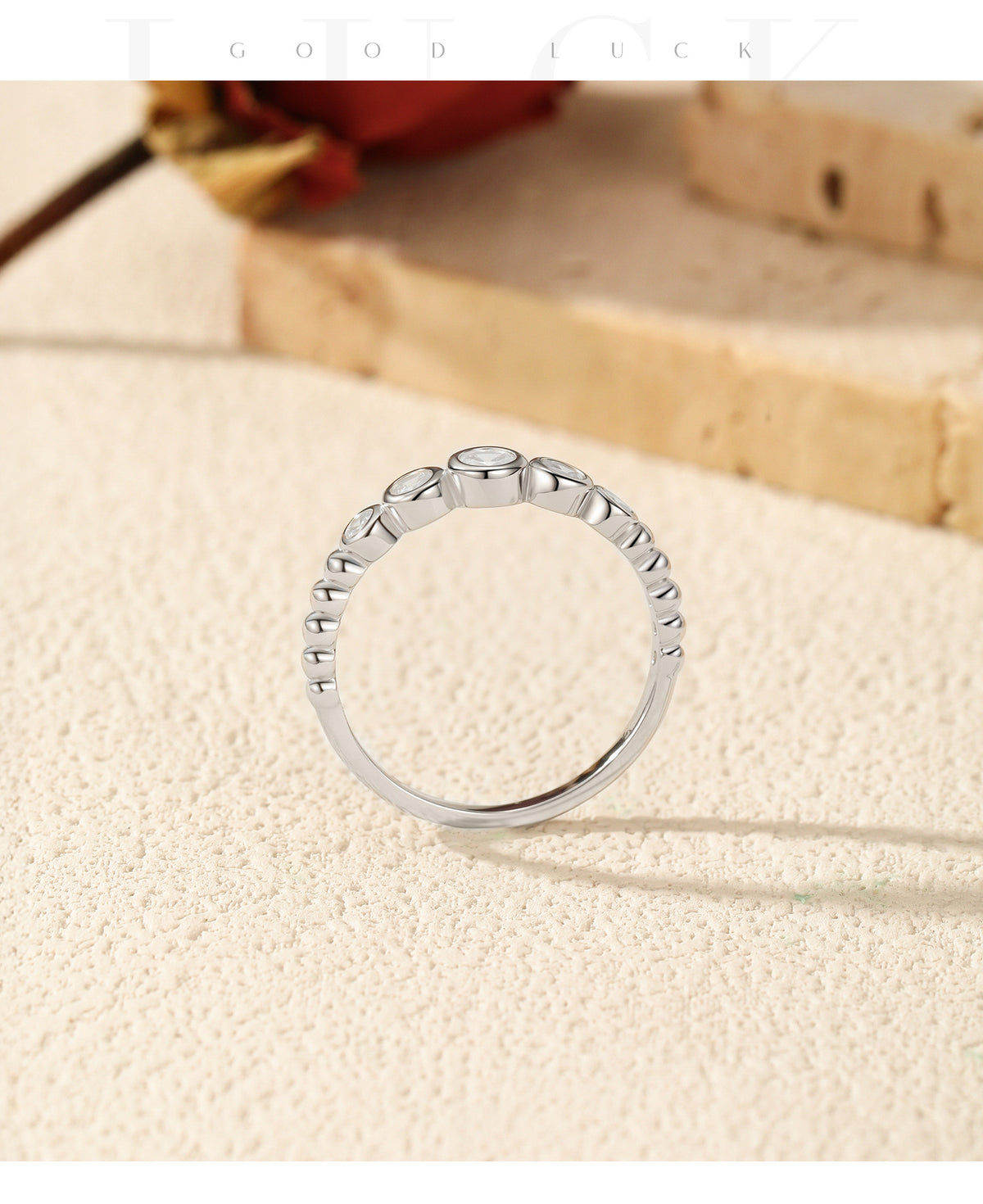 S925 Sterling Silver Bubble-Set Moissanite Ring