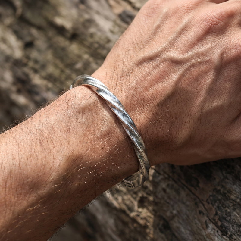 Mobius Twist Open Stainless Steel Bracelet Water Drop Double Head Stainless Steel Unisex