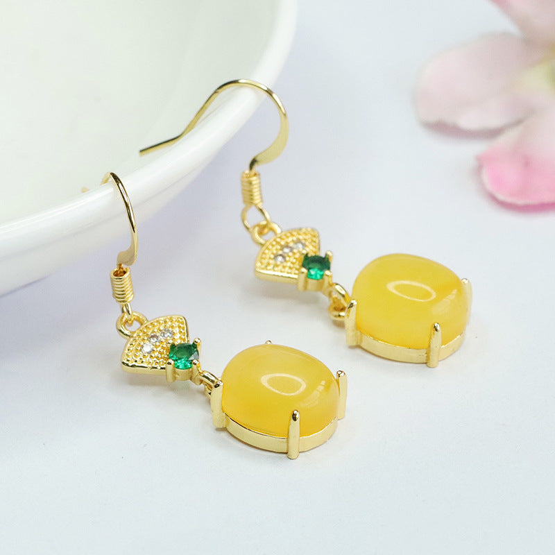 Beeswax Amber Fan Drop Earrings