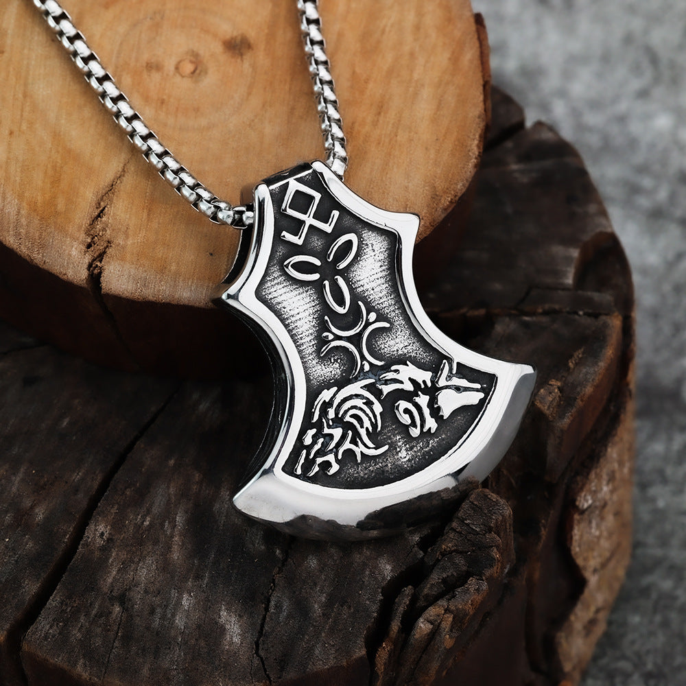 Punk Viking Wolf Stainless Steel Men's Pendant Necklace