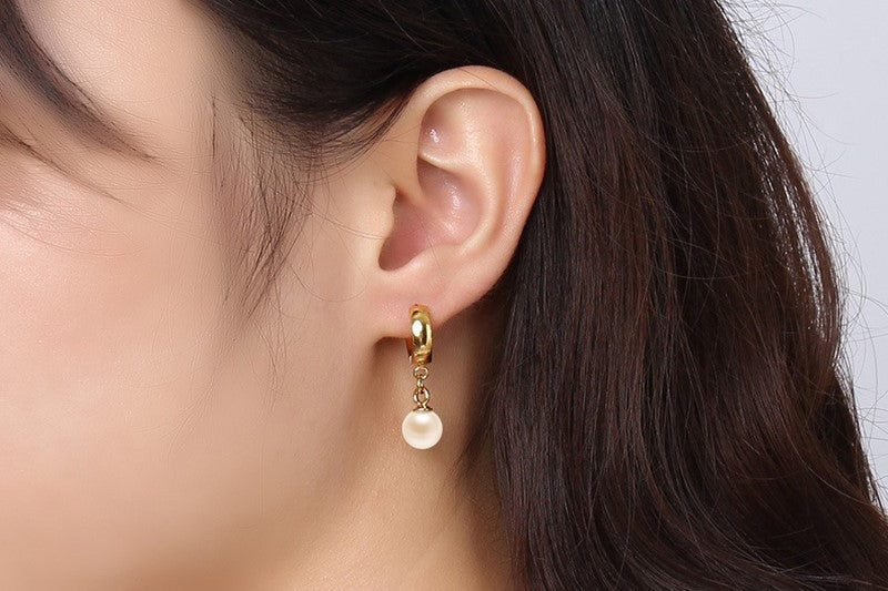 Popular Jewelry Spot 8MM Titanium Steel Pearl Earrings