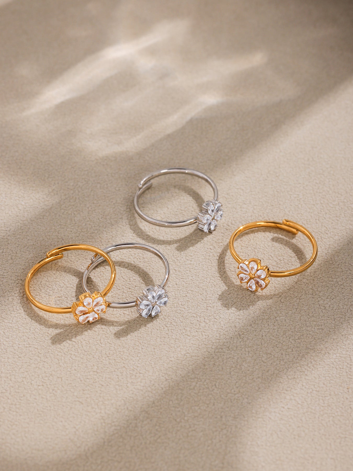 Planderful Zircon Water Drop Open Ring For Women Exquisite