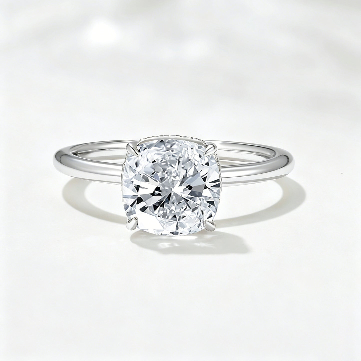 S925 Sterling Silver 2.5 Carat Zircon Ring Fat Square 8 Ice Flower Cut