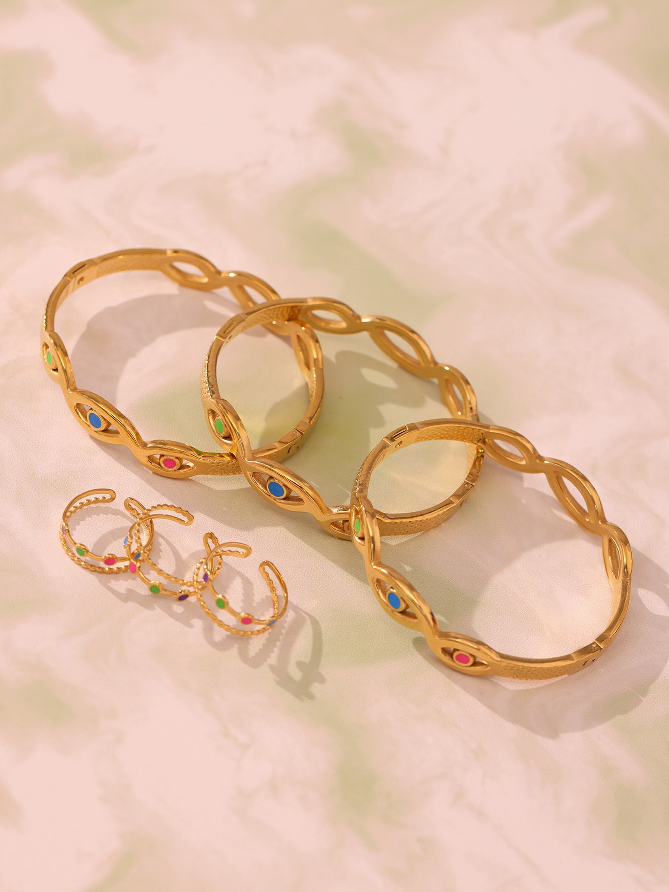 Planderful Dopamine Drip Devils Eye Bracelet Ring Set Women